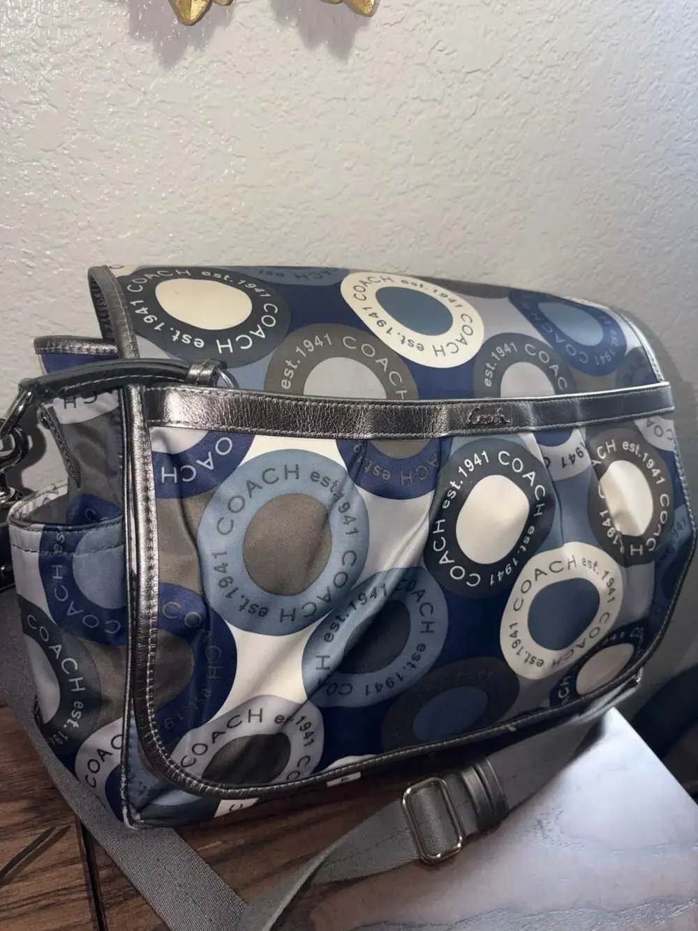 Coach Signature Snaphead F18377 Blue Diaper Messenger Bag